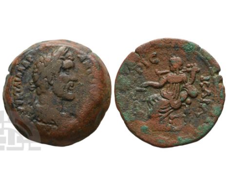 Antoninus Pius AE Drachm of Alexandria, Egypt.. AD 138-161. Dated RY 13 (AD 149/150). ΑVΤ Κ Τ ΑΙΛ ΑΔΡ ΑΝΤധ[...], laureate, dr
