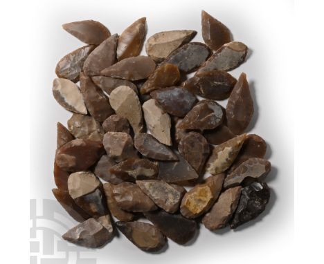 Neolithic Period, circa 6th-4th millennium B.P. Comprising mostly bifacial and uniface leaf-shaped flint and chert arrowheads