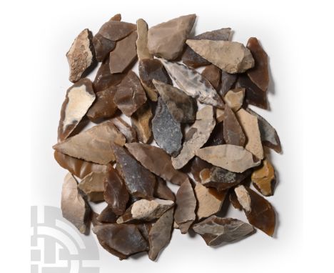 Neolithic Period, circa 6th-4th millennium B.P. Comprising mostly bifacial and uniface flint and chert arrowheads, including 