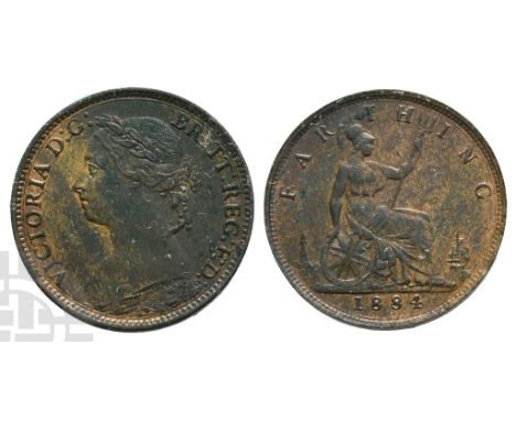 Great Britain. Hanover, Victoria AE Farthing.. 1837-1901. London mint. Dated 1884. 'Bun Head' issue. VICTORIA D : G : BRITT :