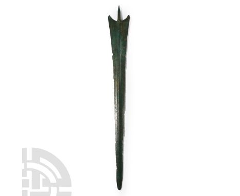 2nd-1st millennium B.C. With a short tang and long blade with swept shoulders, raised midrib. Cf. MacGregor, A., Antiquities 