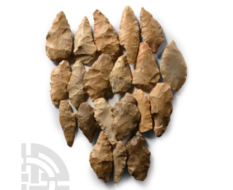 Mesolithic-Neolithic Period, 12,000-4,000 B.P. Flaked points, mainly triangular or lozengiform in plan.  121 grams total, 38-