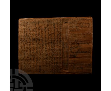 Early 4th century A.D. Well preserved rectangular tablet inscribed in Roman cursive script, on the outer face the beginnings 