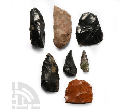 Late Archaic Period, 10,000-6,000 B.P. Including small obsidian and other pointed and bladed tools.  44 grams total, 24-49 mm