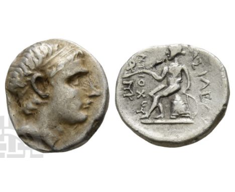 Seleucid Empire, Antiochos III AR Drachm.. 222-187 BC. Uncertain mint of the periphery of the Seleucid empire. Diademed head 