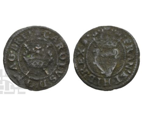 Ireland. Stuart, Charles I CU Farthing Token.. 1625-1644.&nbsp;'Maltravers' issue. I.m: bell. (Bell) CAROLVS : D : G : MAG : 