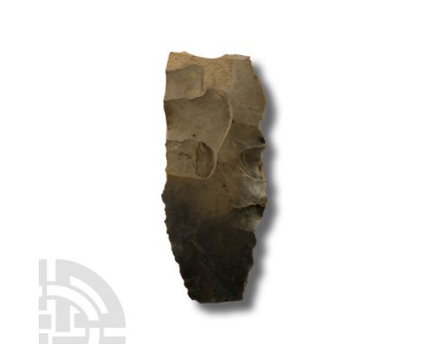 Neolithic Period, circa 6000 B.P. Showing the long flake removals which were then made into knives, tools and daggers; marked