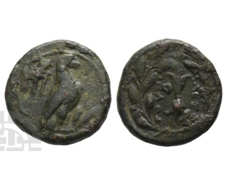 Calabria, Tarentum AE 17mm.. Alexander the Molossian, King of Epeiros, circa 342-334 BC. Eagle standing to right; tripod to l