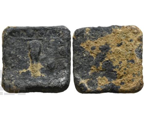 Phoenicia, Tyre PB Weight of Half Libra.. Dated Year 12 of the Era of the Freedom of Tyre (115/114 BC). Club of Herakles with