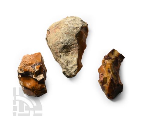 Neolithic Period, 4th-2nd millennium B.P. Group of irregular worked stone blades with much cortex.  689 grams total, 7.6-10 c