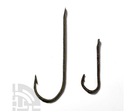 1st-4th century A.D. Each round in section with hooked end and barb.  5.93 grams total, 52-91 mm (2 - 3 1/2 in.). [2, No Rese