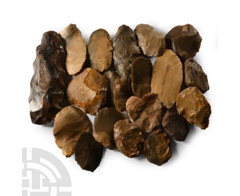 Mesolithic-Neolithic Period, 12,000-4,000 B.P. Mixed group of cleavers, scapers and other tools with worked edges.  670 grams