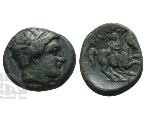 Kingdom of Macedon, Philip II AE Unit.. 359-336 BC. Uncertain mint in Macedon. Diademed male head to right / ΦΙΛΙΠΠΟΥ, youth 