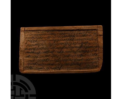 Early 4th century A.D. Well preserved rectangular tablet with a recessed panel inscribed with eleven lines of Roman cursive s