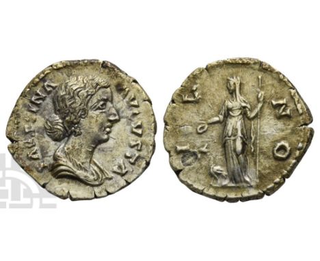 Faustina II, Augusta AR Denarius.. AD 147-175. Rome mint. Struck under Marcus Aurelius, circa AD 170-175/6. FAVSTINA AVGVSTA,