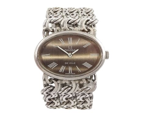 Omega De Ville ladies manual wind silver bracelet wristwatch, No. 35173015, cal. 625, London import marks 1974