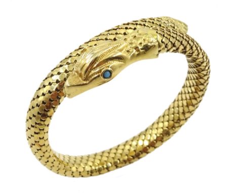 18ct gold snake bangle, stamped 750, approx 38.9gm