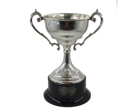 Silver presentation cup inscribed 'Frank Gladwin Golf Trophy for Annual Competition Hull Branch Su Life Insurance...' by S Bl