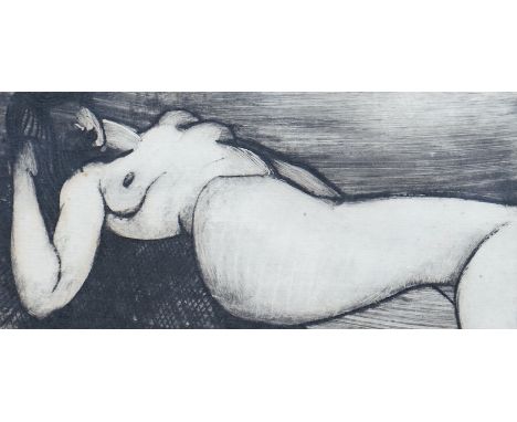 Geoffrey Key (b.1941), etching, ‘Reclining figure’, signed and dated '77, limited edition 13/30, 13.5 x 18cm. Condition - fai