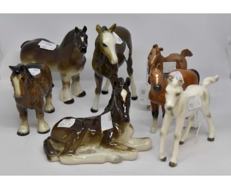 Group of seven 20th Century ceramic horse and foal figurines