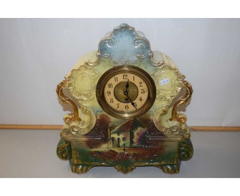 Late 19th or early 20th Century ceramic cased mantel clock