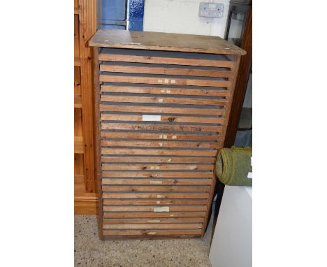 20th century pine chest with shallow drawers for tools