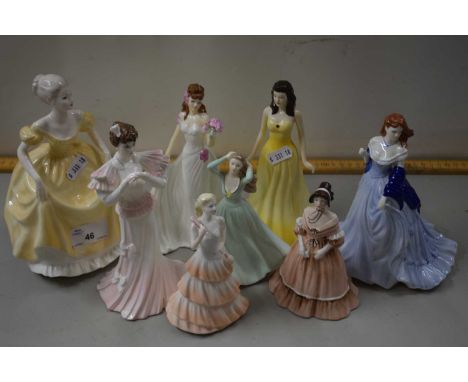 Collection of various modern figurines to include Royal Worcester and Coalport