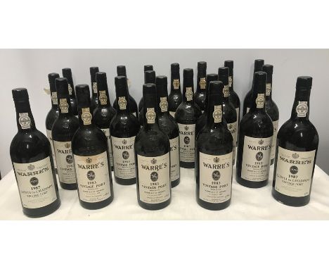 Twenty four bottles of Warre's vintage port, 22 x 1983 and 2 x 1987. 75cl, all sealed. (24)