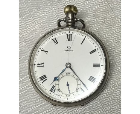 Omega silver cased pocket watch, Omega movement in a Dennison silver case, 25mmw Birmingham 1929 gross weight. 87gms.