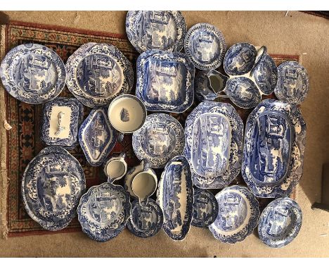 A quantity of Spode blue Italian pattern, 22 pieces. All good condition apart from nibbles to one dish. 