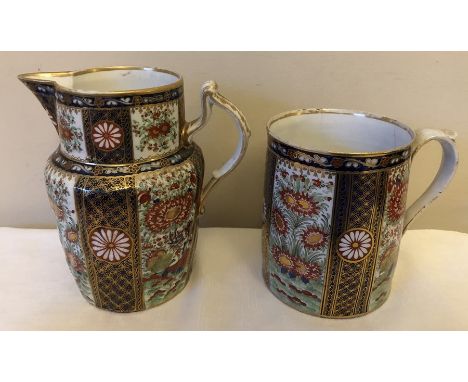 Two pieces of Chamberlain's Worcester no 78. Jug 18cm h.Condition ReportThe jug with a star fracture to base and crack, the m