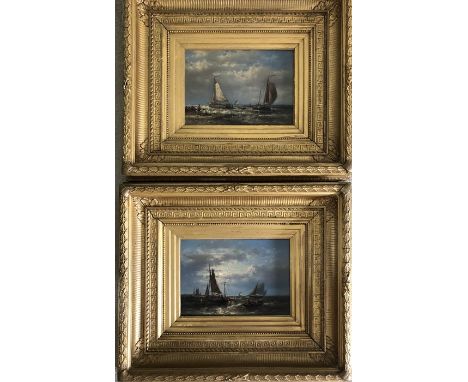 Abraham Hulk. A pair of oil on panel seascapes signed L.L. A. Hulk. 17 x 25cms.Condition report: This is in good condition, o
