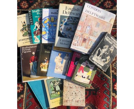 Fourteen various ceramic books to include English Delftware, F.H. Garner and Michael Archer, Victorian Staffordshire portrait