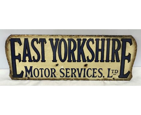 Enamel sign, East Yorkshire Motor Services Ltd, 51cms w x 18cms h, rust and enamel wear to border. Early 20thC pre war.&nbsp;