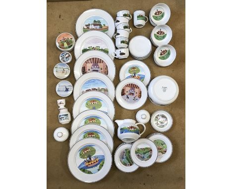 Villeroy and Boch Design Naif pattern tea and dinner ware, 40 pieces plus Villeroy and Boch Luxembourg vase, lidded pot and o