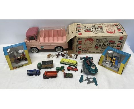 Diecast vehicles to include Corgi Ford 5000 tractor 74 and Massey Ferguson tractor 73, Matchbox vehicles, Dinky Joe's car and