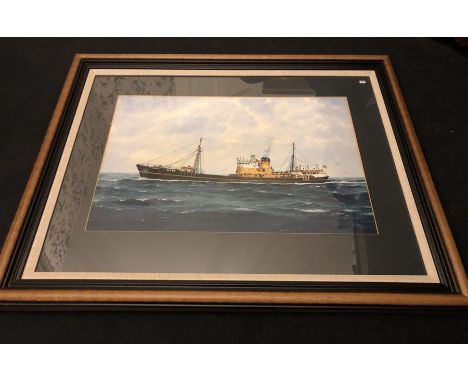 George P. Wiseman, watercolour, ships portrait of the St. Celestin, signed L.R. 1952, 35 x 54cms. 
