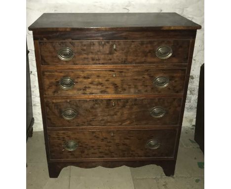 Nineteenth century mahogany 4 height chest of drawers on bracket feet. 84 w x 45 d x 96cms h. 