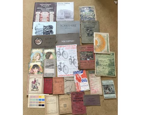 Early 20th C ephemera, Plans of London Theatres, Pictorial souvenirs, Overland Automobiles Home and Garden catalogues, CSSA C