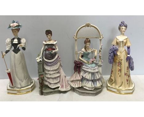 A collection of four Royal Worcester figurines of the Victorian series to include Elizabeth 21.5cm, Louisa 19cm, Rebecca 21cm