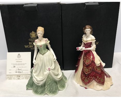 Royal Worcester pair of figurines, Southern Belle Series, Melanie Ltd Edition 134/1000 Peter Holland modeller 24cms h and Sca