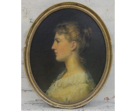 Attributed to Giuseppe De Sanctis (1858-1924), portrait of a girl, oil on canvas, 46cm x 56cm, inscribed in pencil to stretch