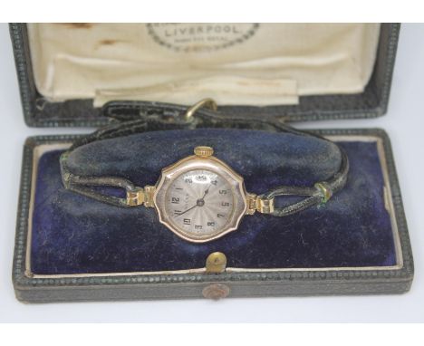 A ladies Art Deco 9ct gold Rolex wristwatch, with 15 jewel manual wind movement, case signed, hallmarked and referenced to in