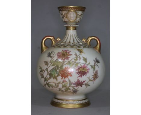 A Royal Worcester blush ivory vase, height 22.5cm.  Condition - good, appears free of any damage/repair, general wear.