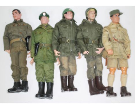 A quantity of Action Man toys comprising five men including one talking commander (four 1960s and one later), various accesso