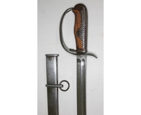 A 20th century eastern cavalry sword and scabbard, length 100cm.Condition: blade having some scratches near tip, no major dam