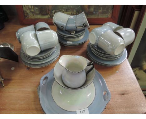 A blue lustre part tea service