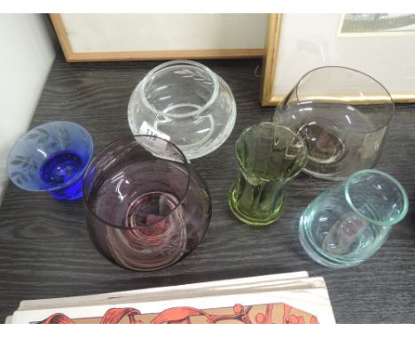 A selection of Caithness glassware including etched bowls
