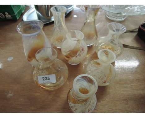 A selection of Caithness glass vases in amber and white