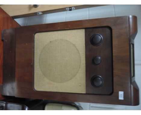 A vintage radio in wooden case